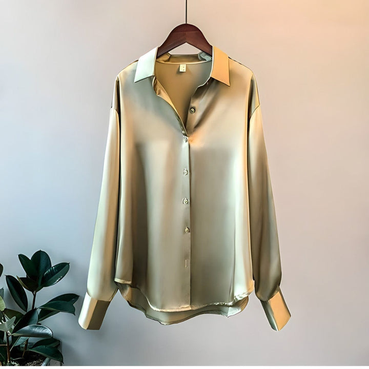 Vintage-style long sleeve blouse for women, offering an elegant & sophisticated look suitable for all-season office wear.