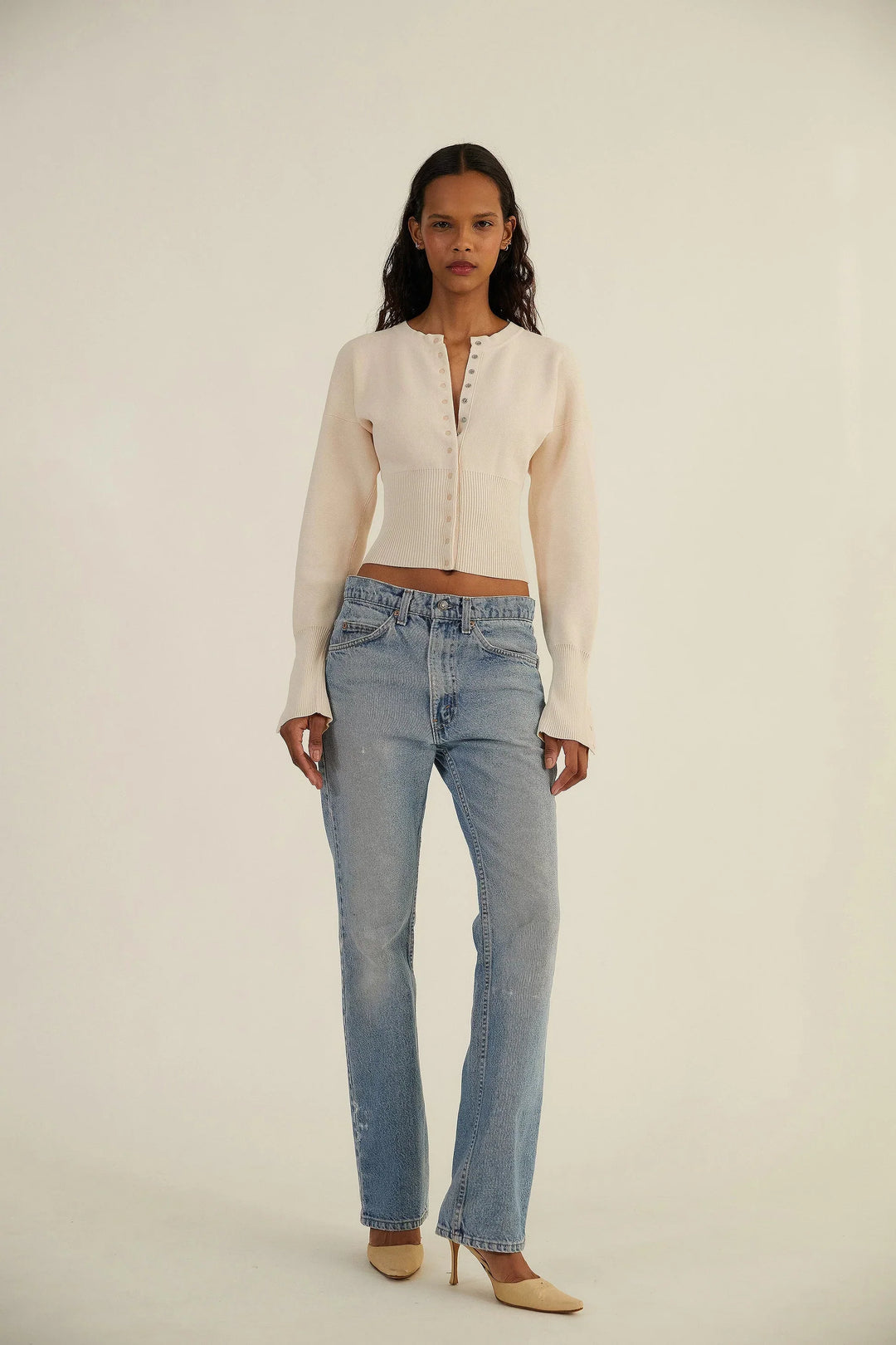 Versatile long sleeve button-up cardigan, a must-have women's fashion layering piece.
