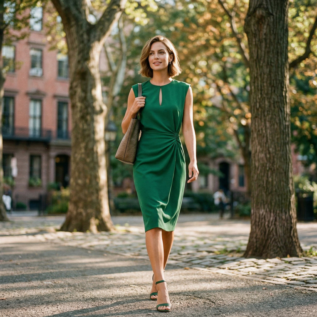 Gorgeous long sleeve evening gown for women, a formal midi dress for special occasions.
