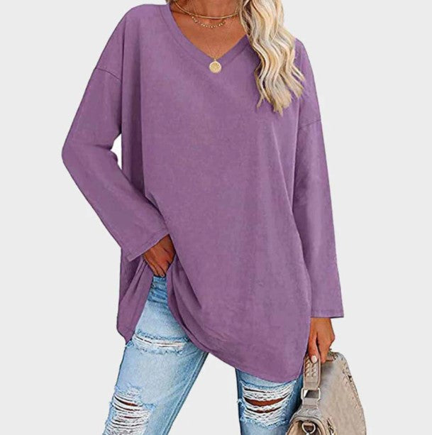 Versatile women's long sleeve sweater. Comfortable everyday pullover for elegant fall & winter style.