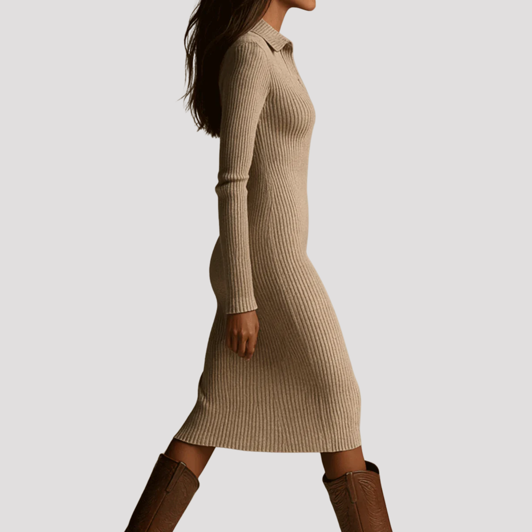 Sophisticated women's elegant bodycon midi dress featuring a flattering fit and V-neck design.