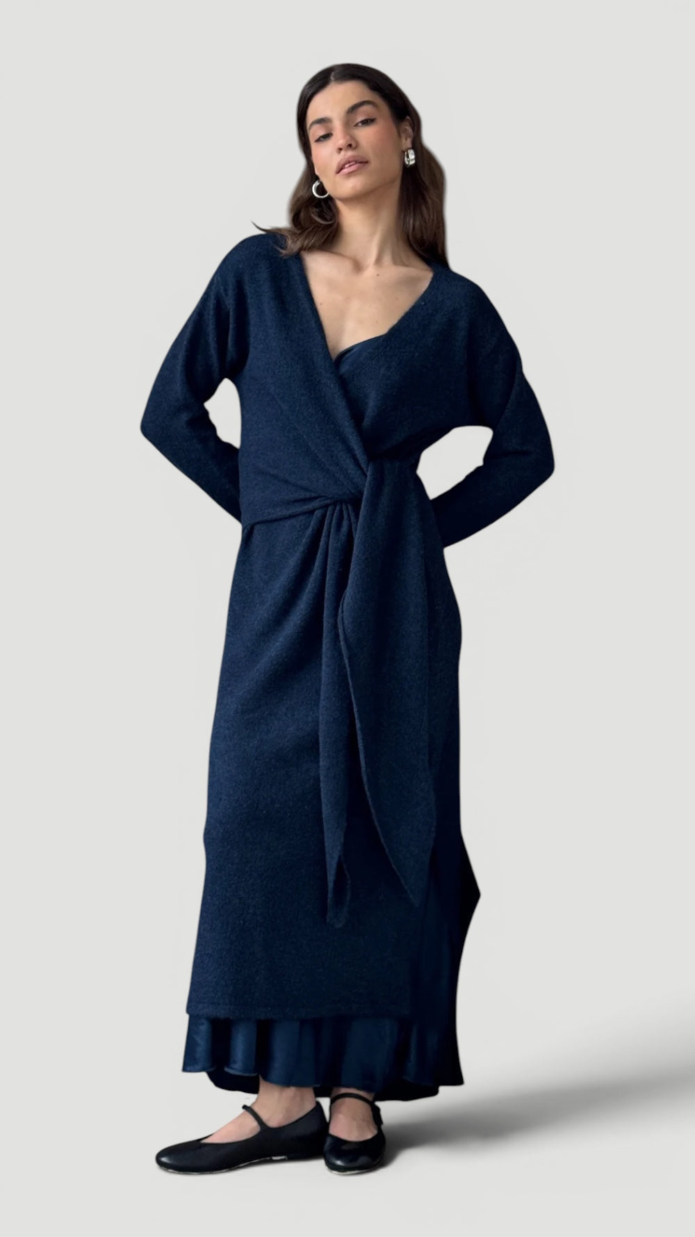 Adjustable waist wrap dress for women, offering versatile elegant style for casual or formal occasions.