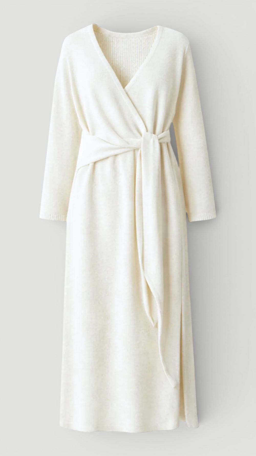 Chic long sleeve women's wrap dress, an elegant adjustable piece for autumn & winter fashion.
