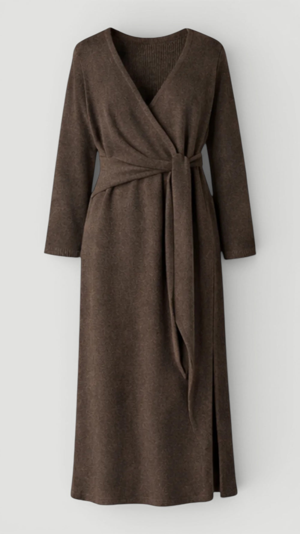 Comfortable & sophisticated women's wrap dress, long sleeve with adjustable waist for versatile styling.