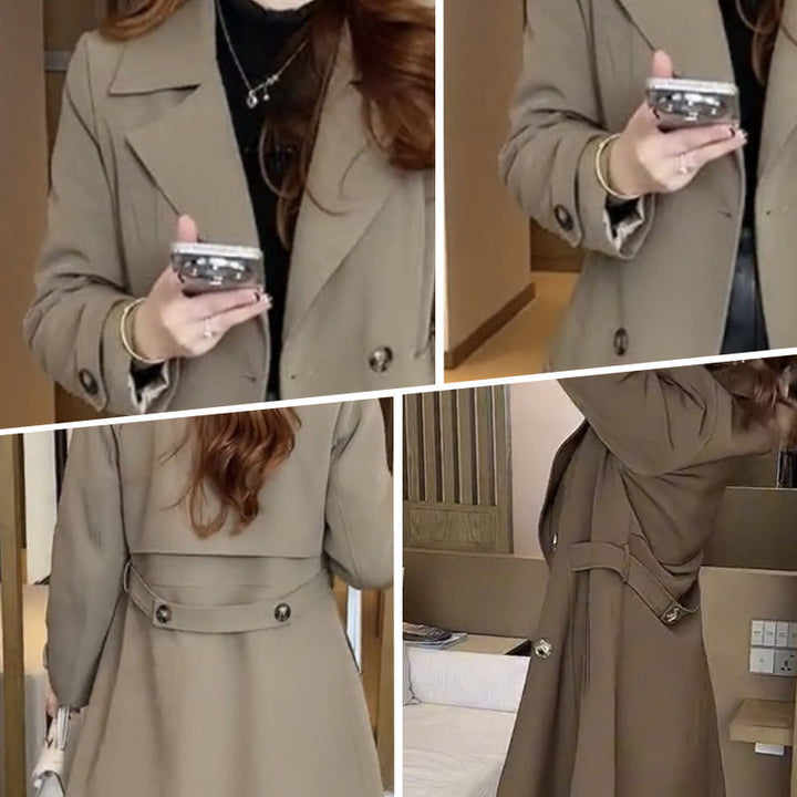 Premium women's long trench coat, sophisticated outerwear for classic fashion and elegant protection.