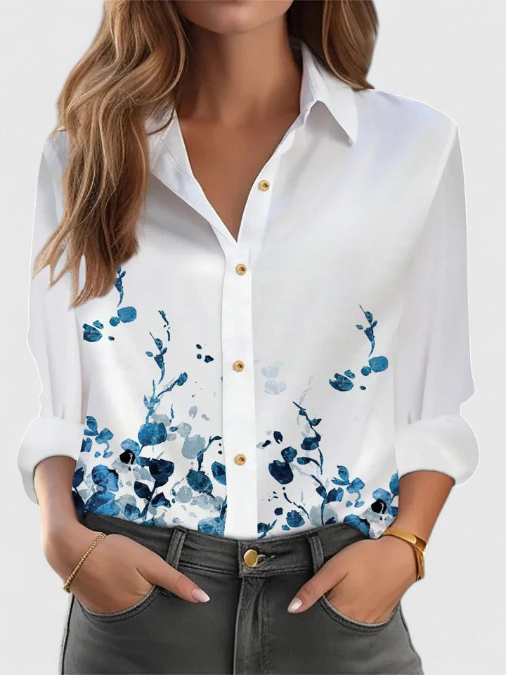Comfortable long sleeve women's blouse, a versatile loose fit top for effortless chic and casual fashion.