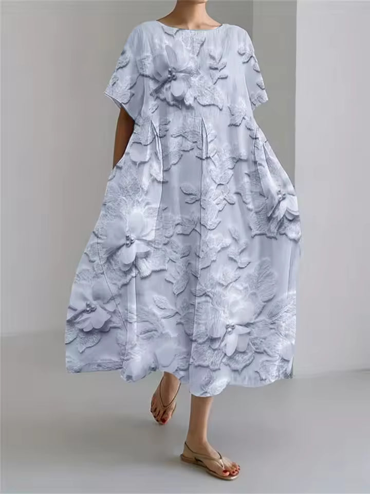 Chic women's everyday dress, loose & comfortable with a round neck, perfect for summer.