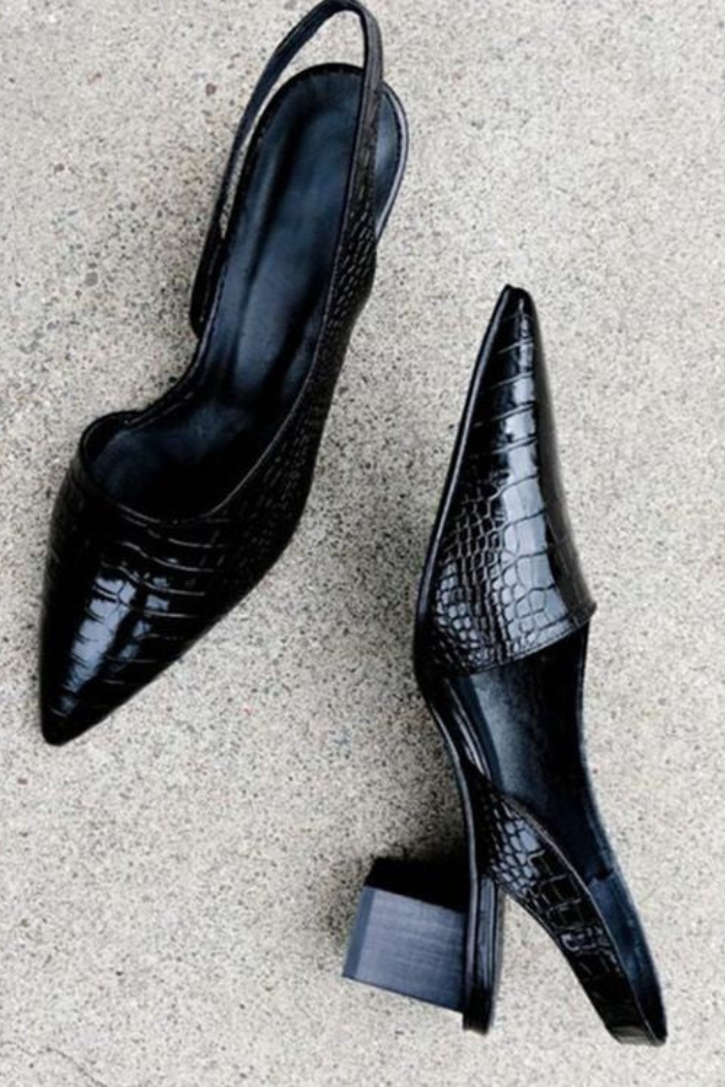 Versatile formal women's pumps: low heel slingback design, pointed toe, great for office or events.