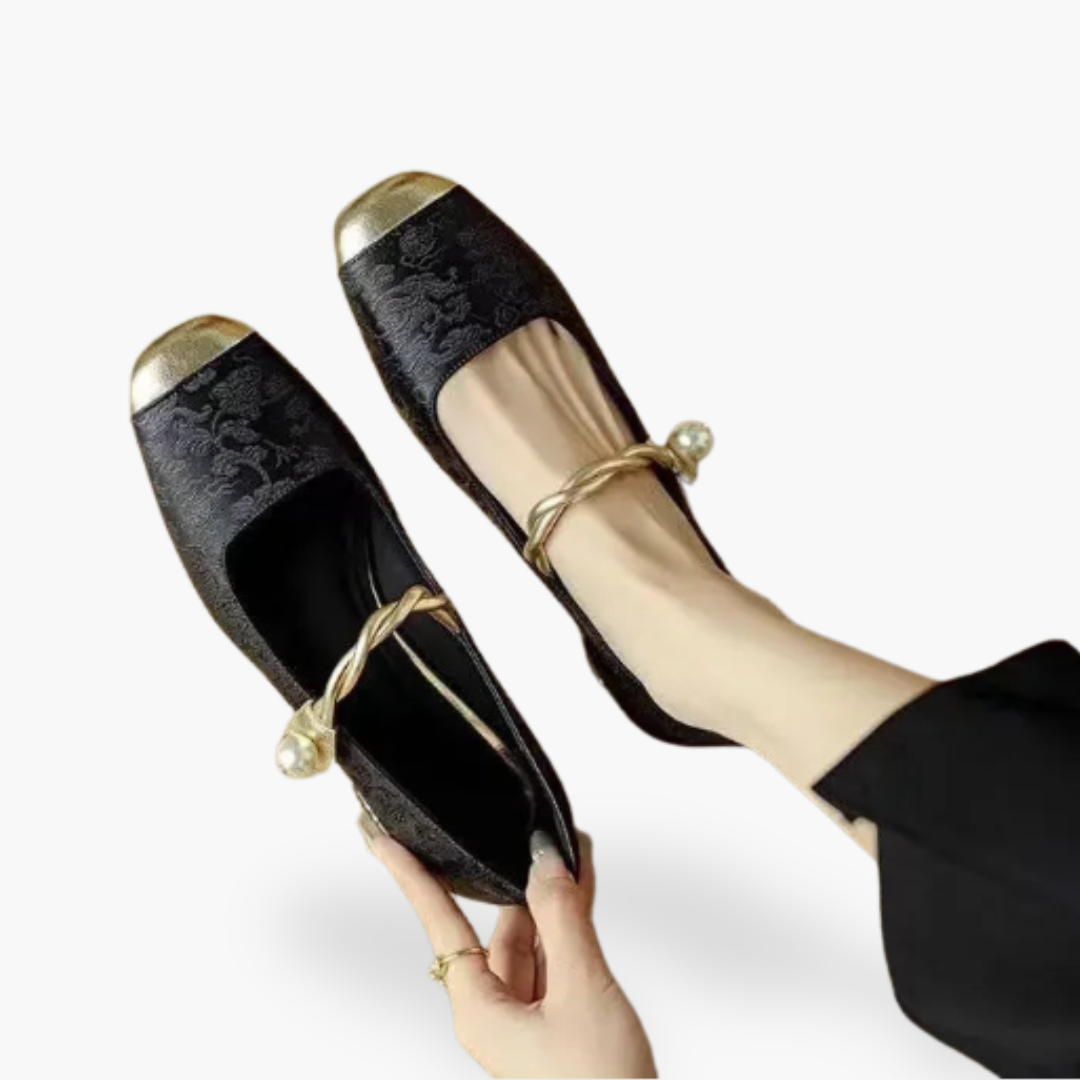 Black, beige, & green elegant Mary Jane flats for women. Comfortable, versatile dress & casual shoes.