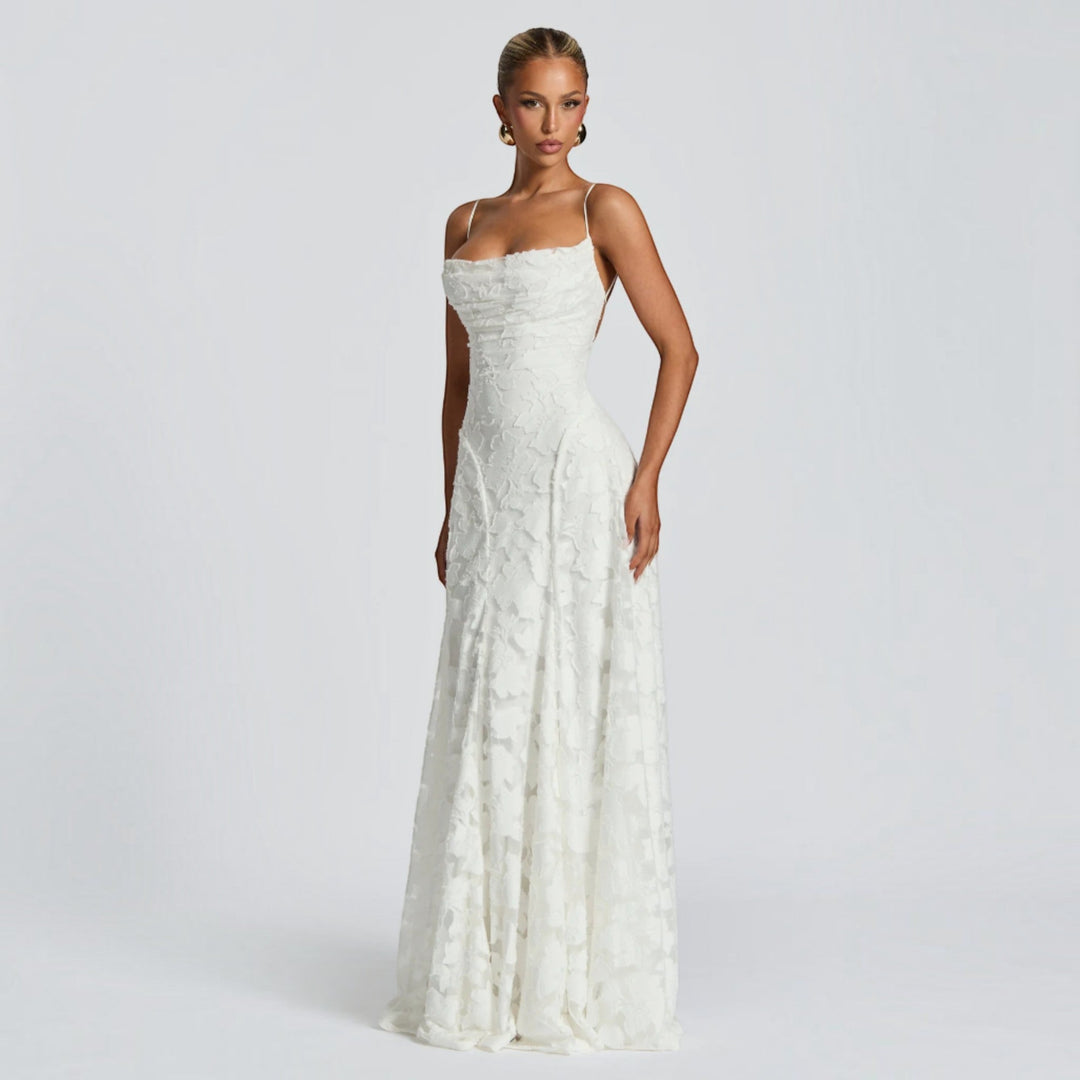 Sophisticated women's maxi dress, perfect as a formal party dress or wedding guest attire.