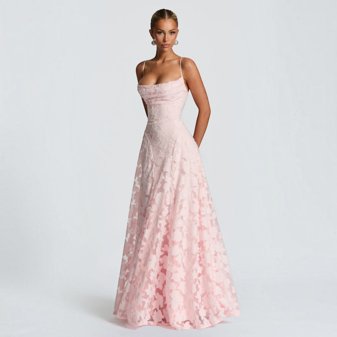 Beautiful women's formal evening gown, a long elegant maxi dress for special occasions.