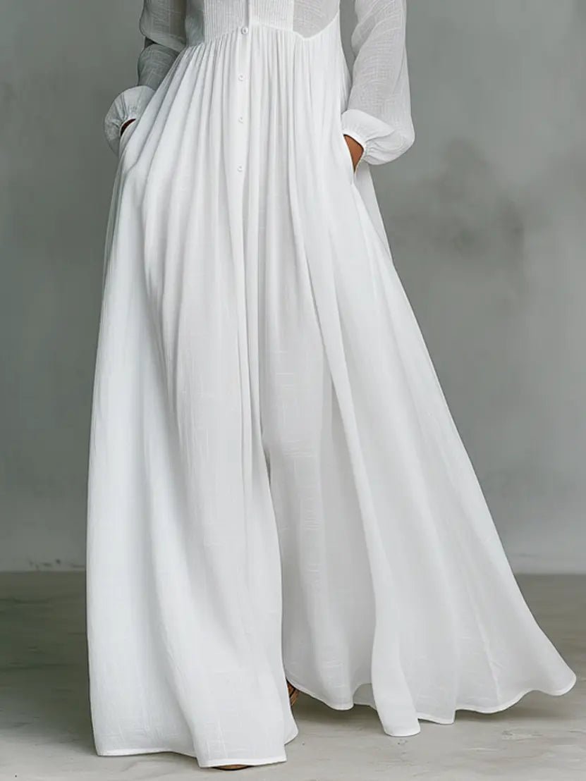 Stylish women's formal button maxi dress with a chic stand collar, perfect for elegant occasion wear.