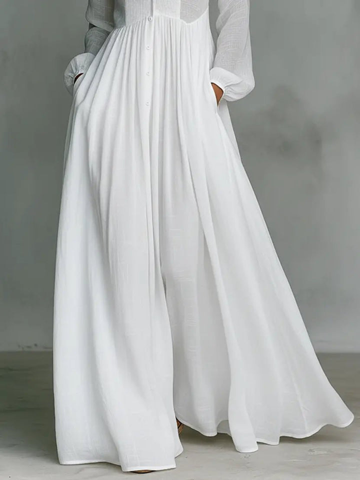 Stylish women's formal button maxi dress with a chic stand collar, perfect for elegant occasion wear.