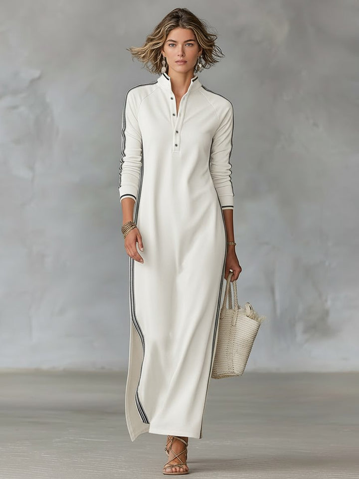 Women's versatile elegant maxi shirt dress with collar and button front, great for spring, summer, and chic events.