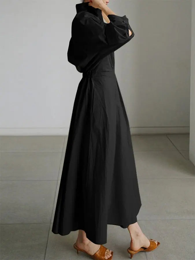 Women's casual long sleeve wrap maxi dress, a stylish belted day dress perfect for effortless elegance.