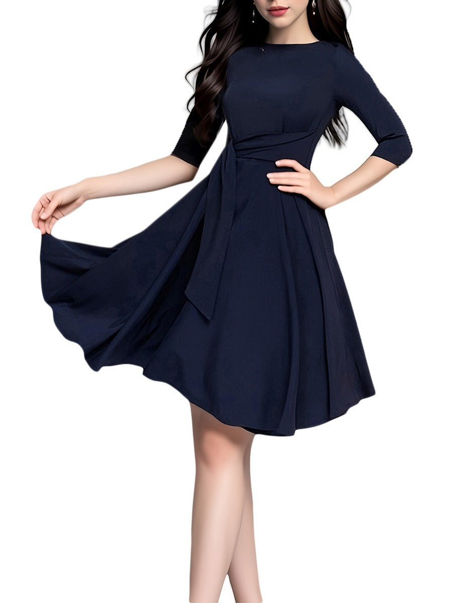 Elegant women's midi blouse with a chic bow detail, perfect for workwear or a stylish party top.
