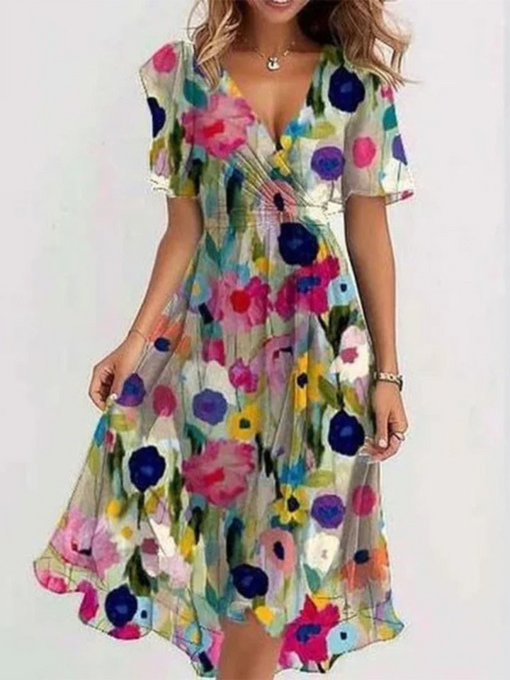 Versatile elegant midi dress for women. Great as a summer or casual dress, offering comfortable belly cover.