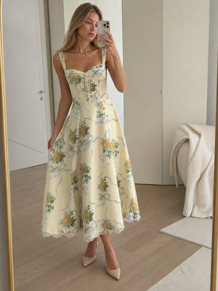 Elegant women's midi dress, perfect for summer. Flowy and comfortable, suitable for day or night wear.