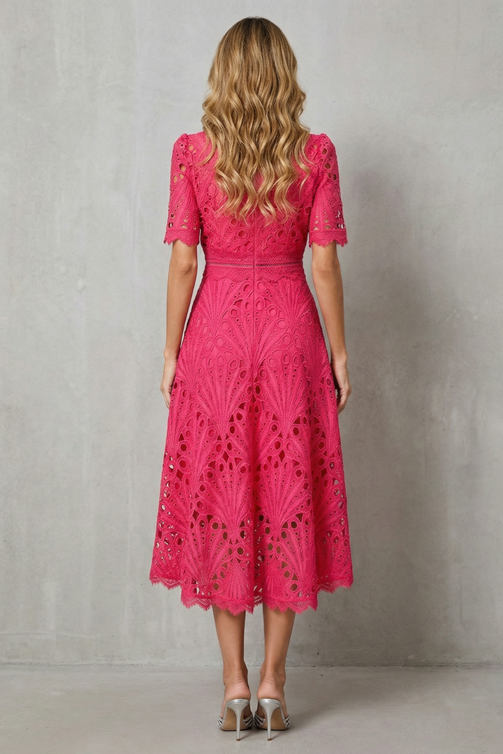 Comfortable & elegant women's midi dress. Flowing design, perfect for summer wedding guests, parties, & casual wear.