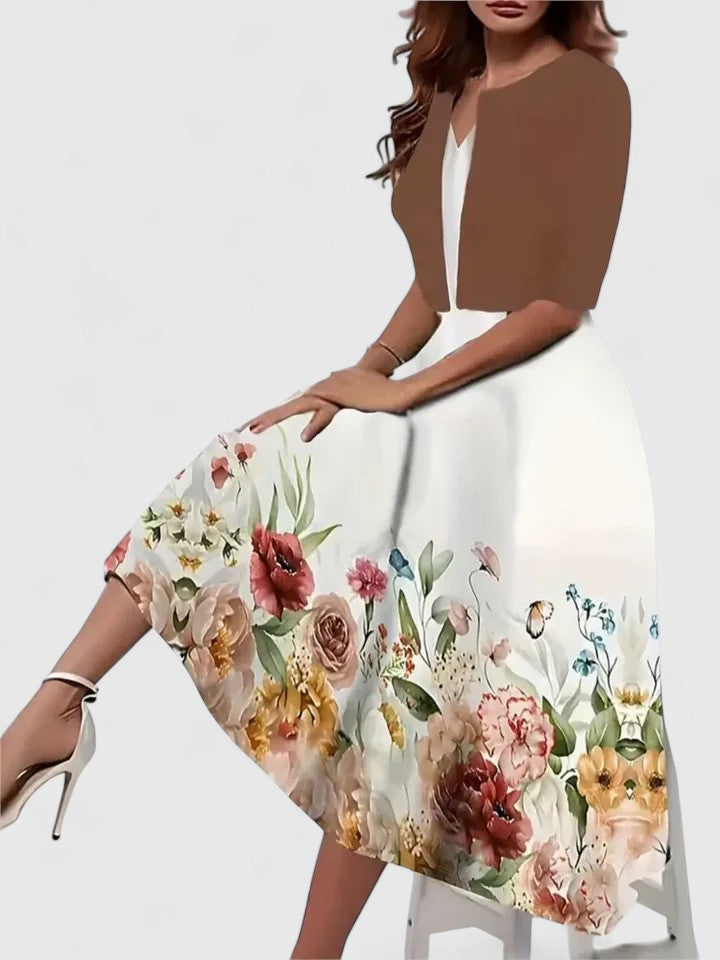 Elegant women's midi dress, versatile style, flattering fit for any occasion.