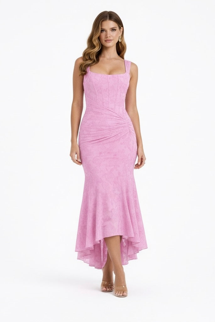 Stylish cowl neck midi dress for women, a perfect choice for elegant cocktail attire.