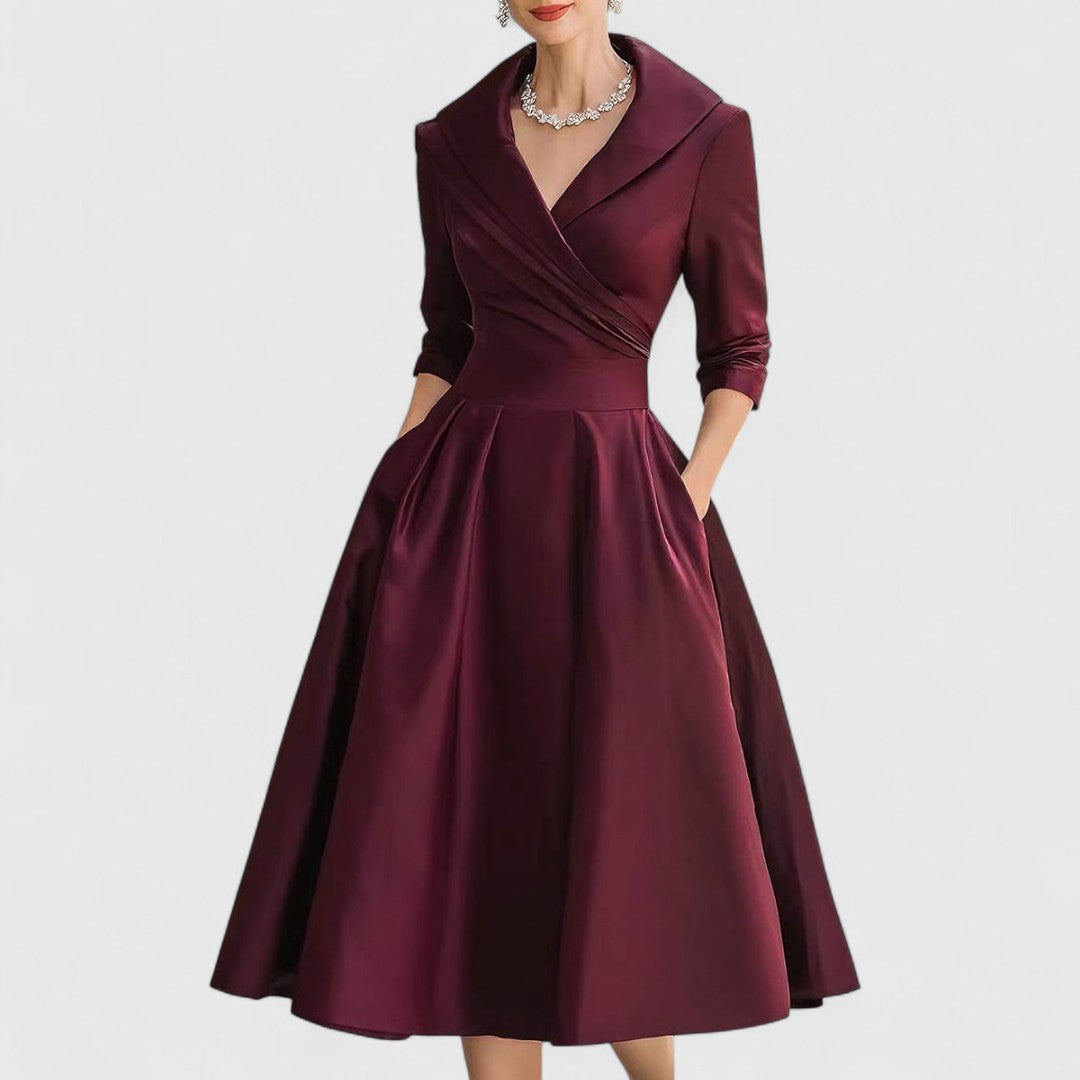 Versatile women's midi dress, graceful and sophisticated. Sleeveless, modest, classic style for any occasion.