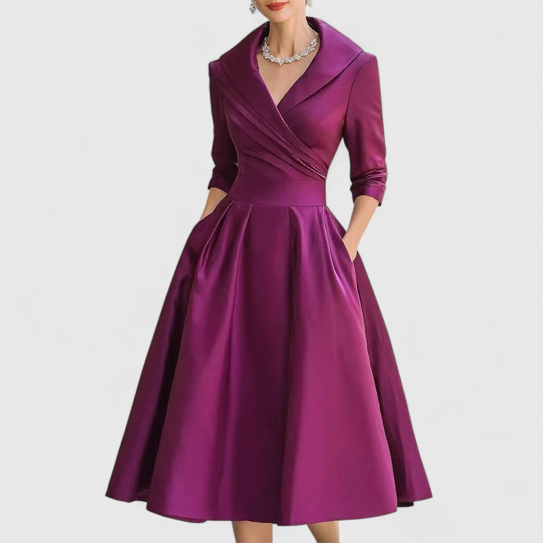 Modest women's midi dress, elegant and graceful. Sleeveless, classic style perfect for versatile occasion wear.