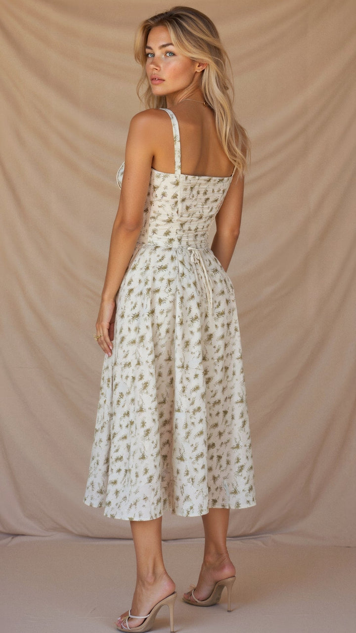 Elegant women's midi dress, designed with a flattering waist to create a sophisticated silhouette.