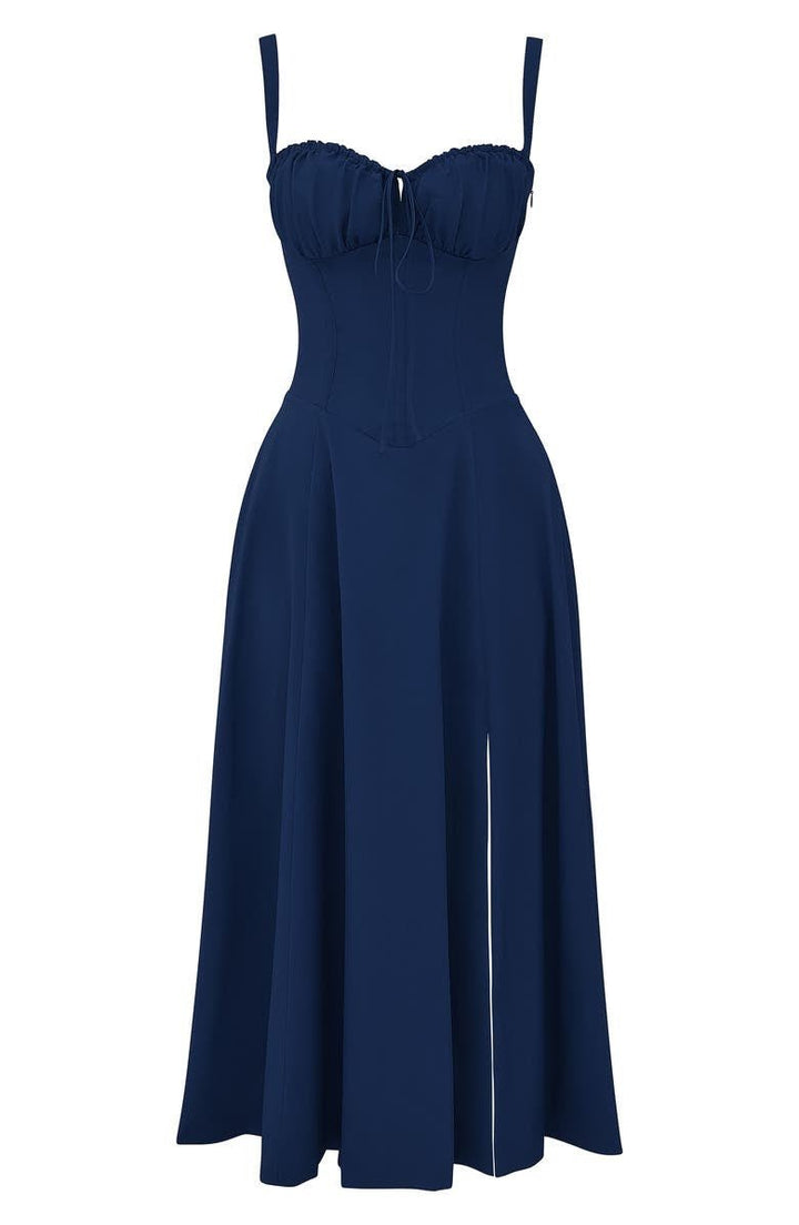 Flattering women's elegant midi waist dress, easily transitions from day to sophisticated evening wear.