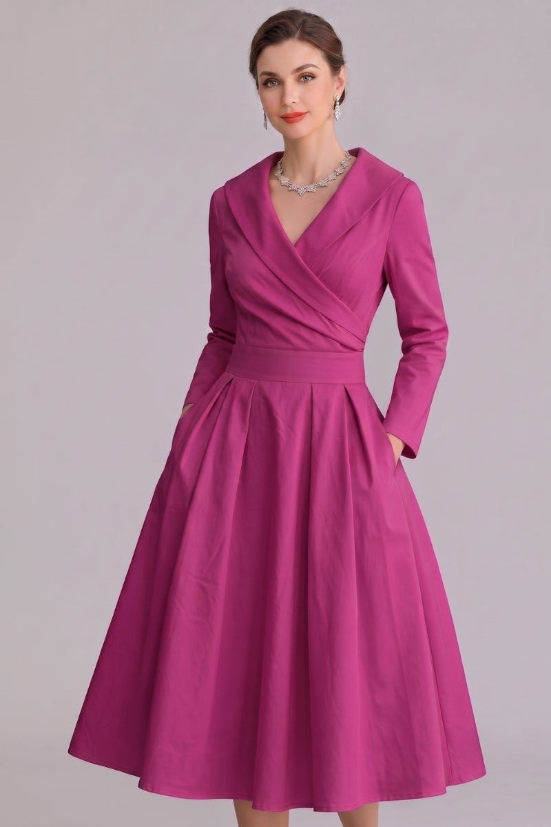 Party-ready elegant women's midi dress, a sophisticated long sleeve design perfect for special occasions.