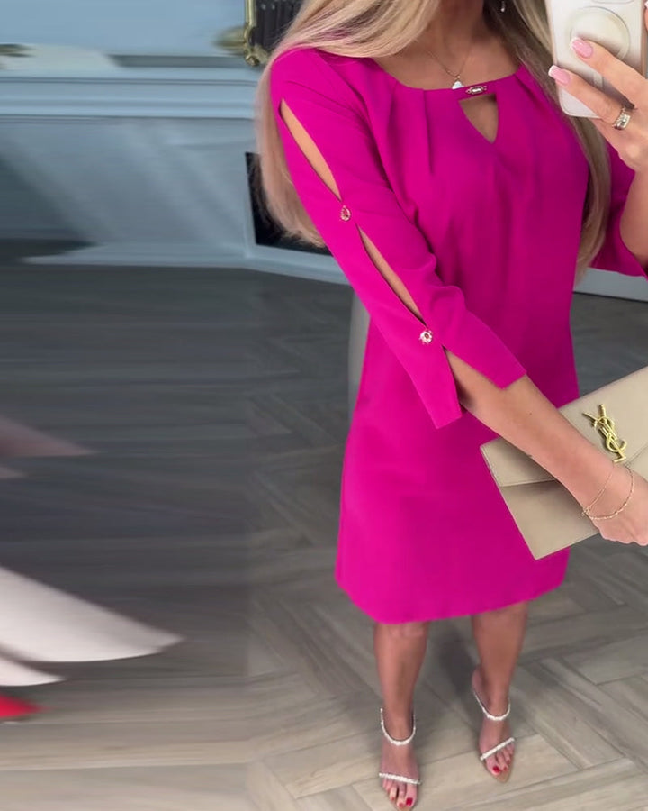 Stylish women's midi dress with intricate cutout detail, an elegant choice for any party or formal event.