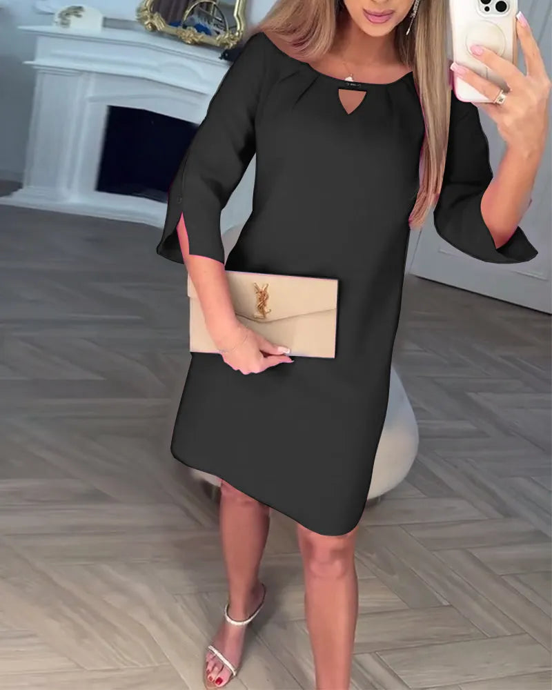 Chic women's cutout midi dress, an elegant option for formal events & stylish party fashion.