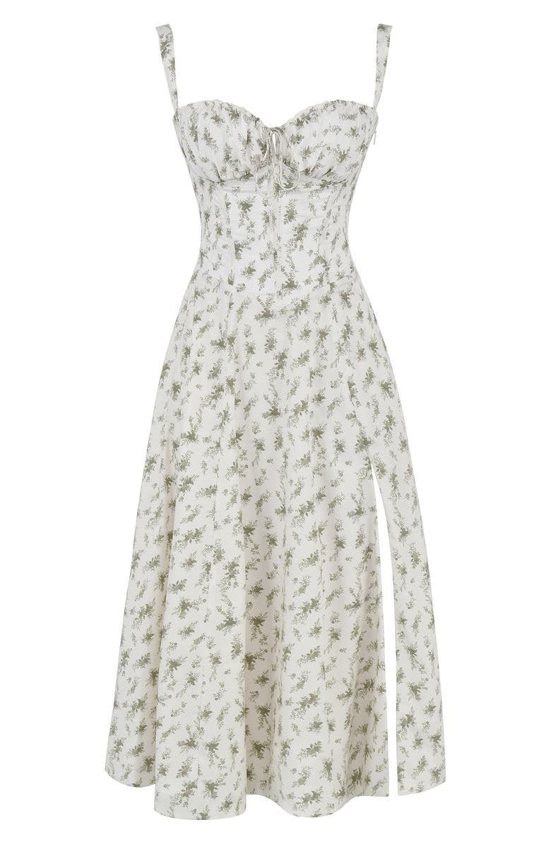 Women's summer dress, elegant sweetheart neckline, flattering waist & midi length.