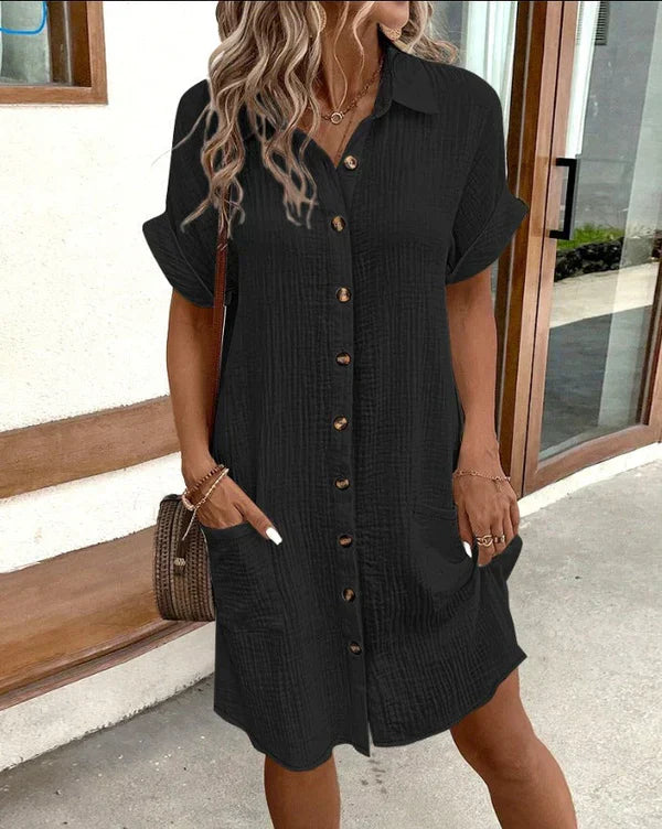 Chic spring dress: This elegant midi shirt dress offers a comfortable, casual look