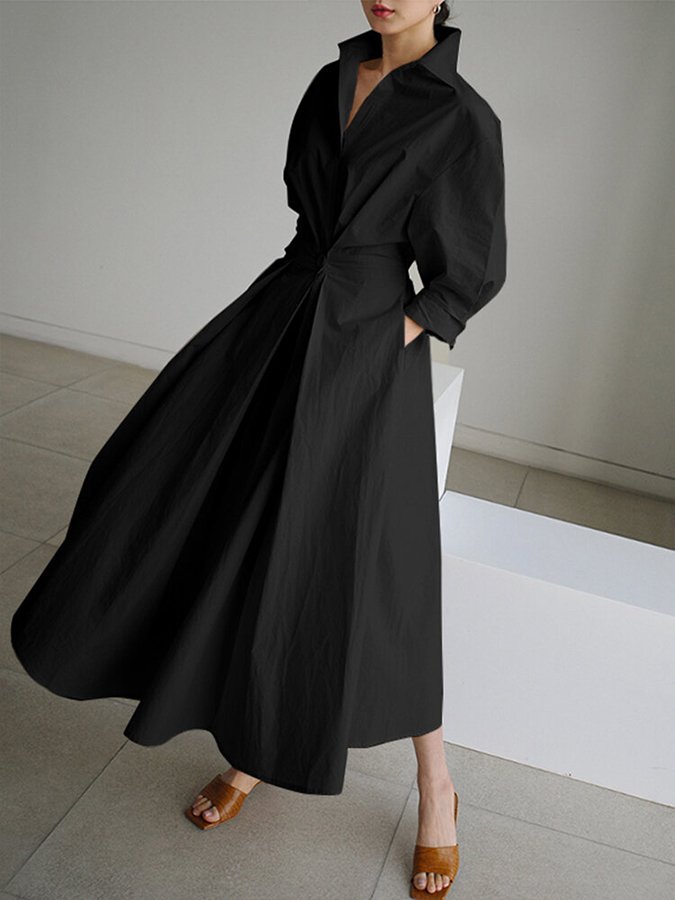 Chic women's button-front midi shirt dress, a stylish and elegant choice for spring fashion.