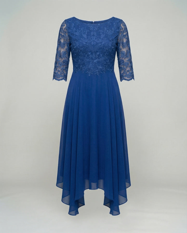 Women's formal midi dress, flowy and comfortable, perfect for an elegant wedding guest look.