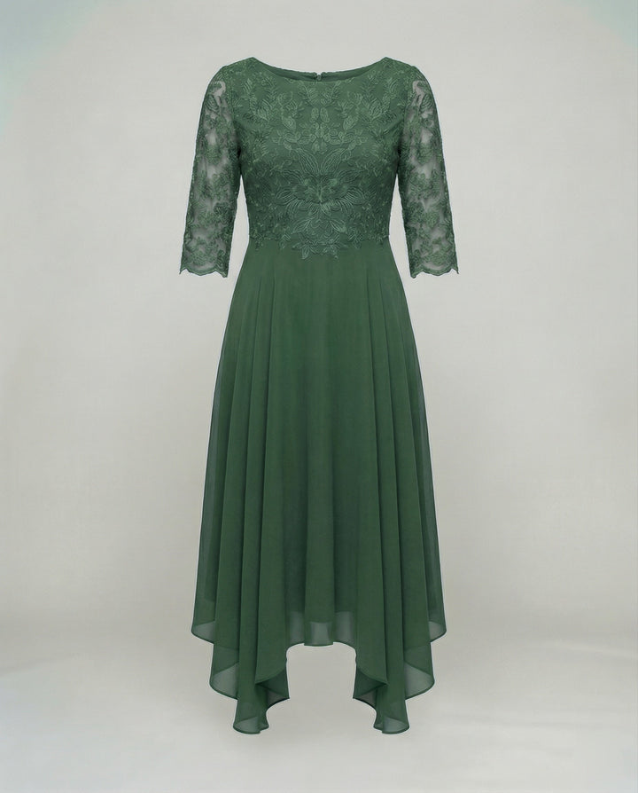 Chic embroidered midi dress, a flattering and comfortable choice for special occasion wear.