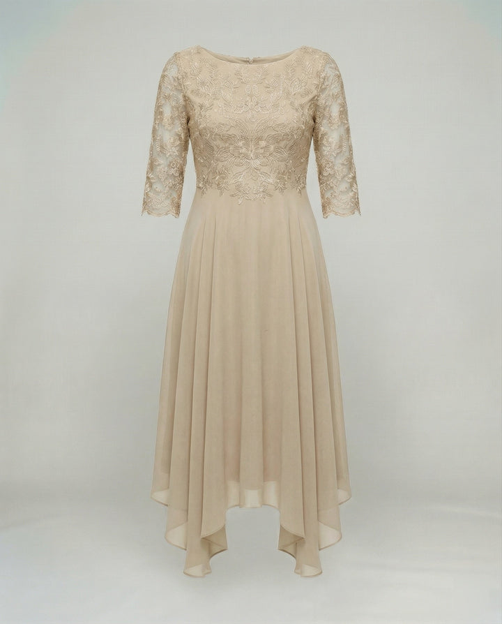Embroidered flowy midi dress, a chic and flattering choice for women's special occasion wear.
