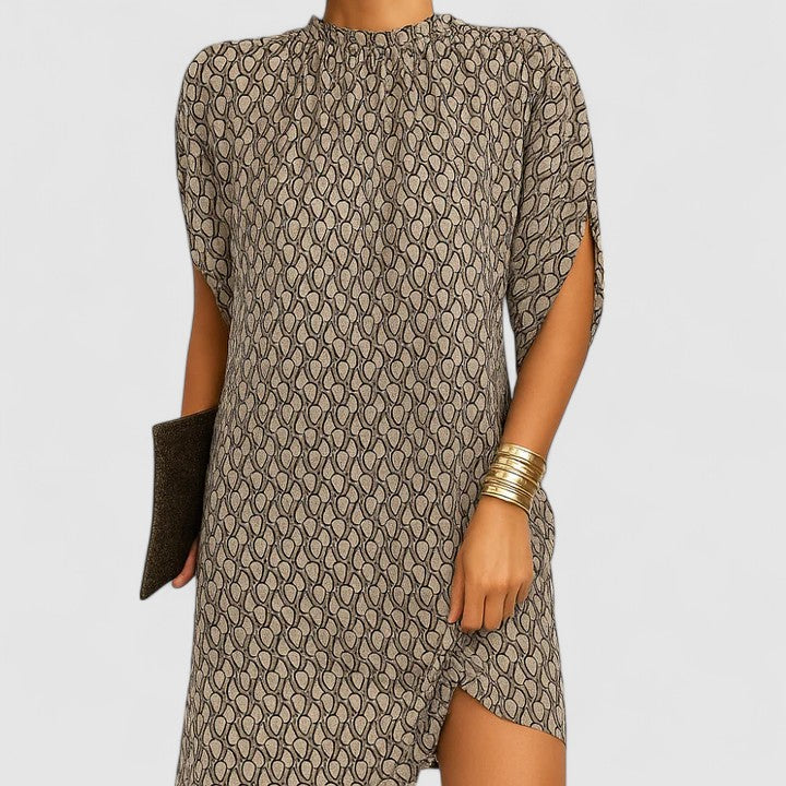 Blue women's party mini dress, elegant and flattering with chic shoulder cutouts. Perfect for events.