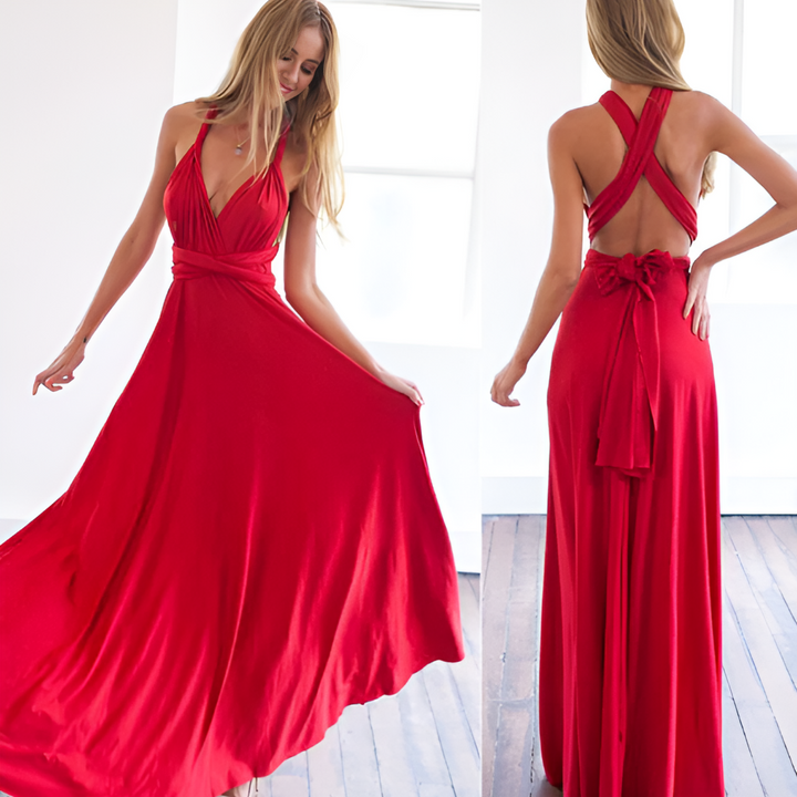 Versatile women's elegant multiway dress, convertible into many styles, a beautiful maxi evening gown.