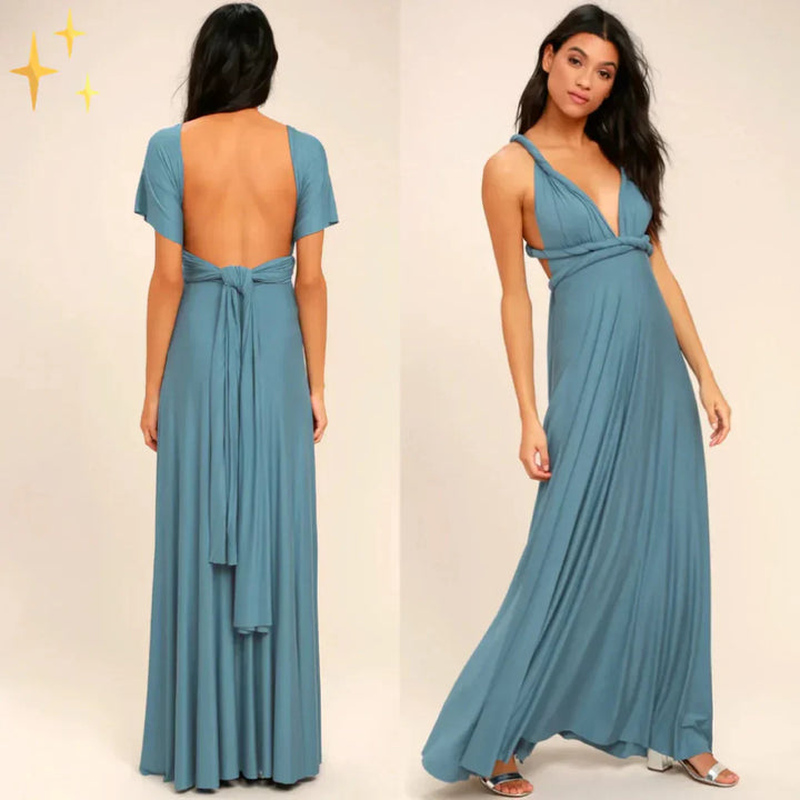 Luxurious women's multiway maxi dress, easily convertible, serving as a stunning evening gown or party dress.
