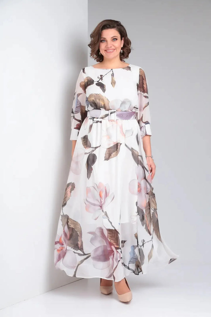 Formal women's midi dress with long sleeves, offering an elegant & flattering silhouette for parties.