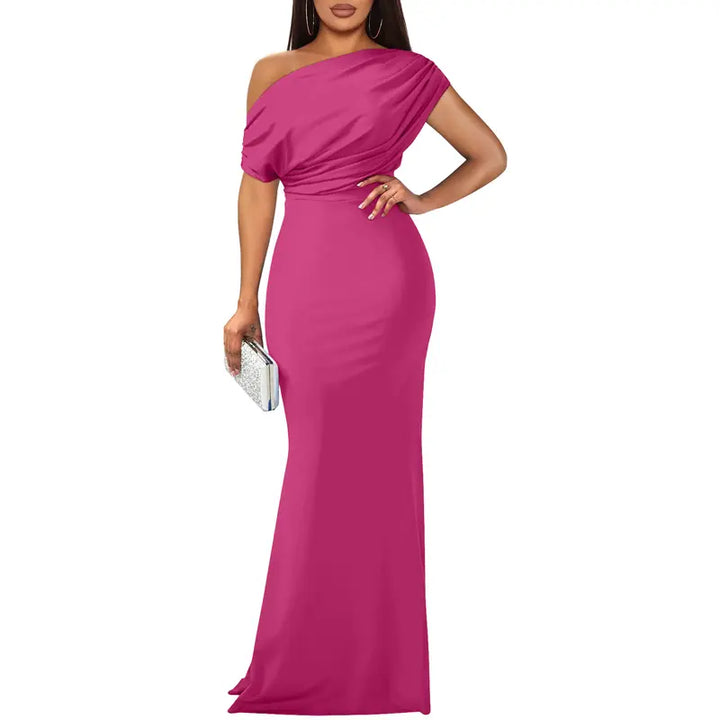 Beautiful off-shoulder women's evening gown. An elegant bodycon party dress, perfect for formal occasions.