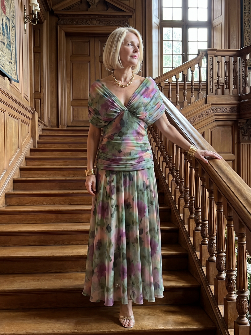 Elegant women's off shoulder midi dress, a comfortable and flowy option for summer events.
