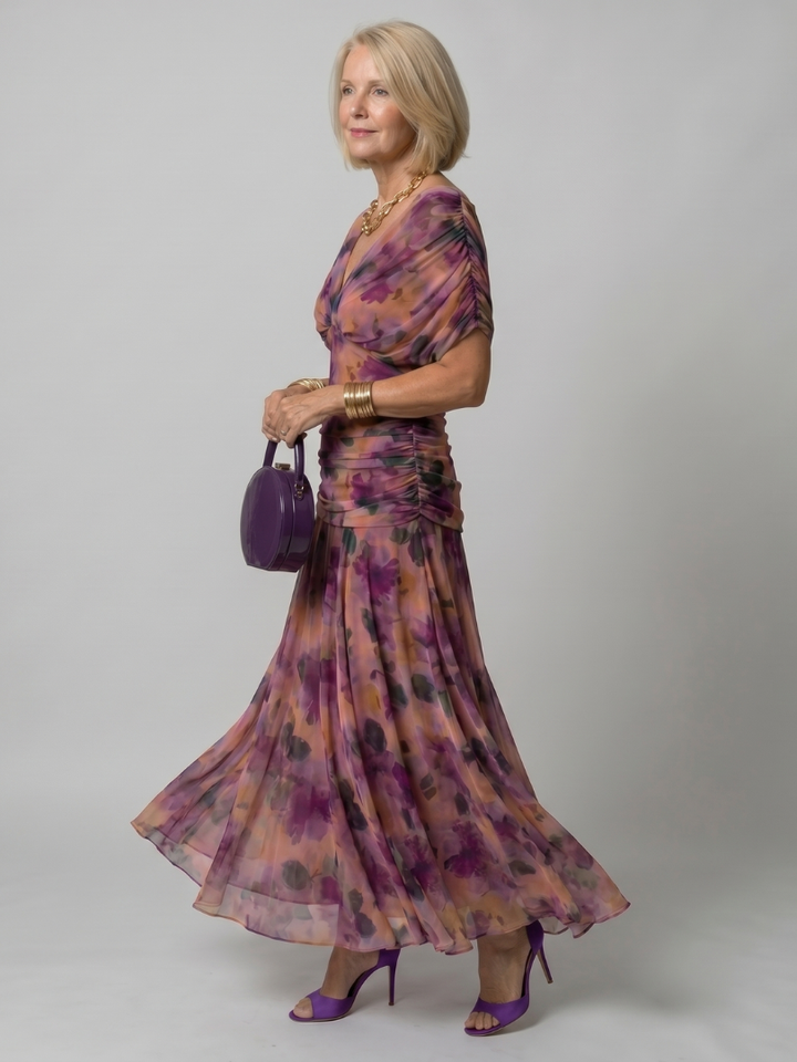 Chic off shoulder midi dress for women, featuring a flowy silhouette perfect for summer parties.