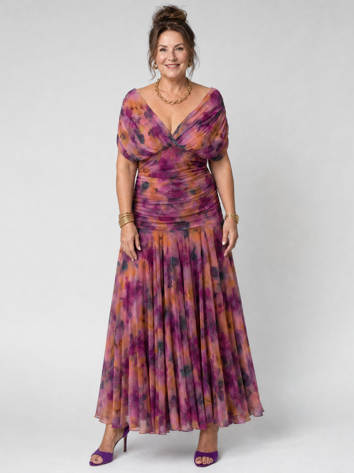 Comfortable women's off shoulder midi dress, ideal for parties or casual chic summer looks.