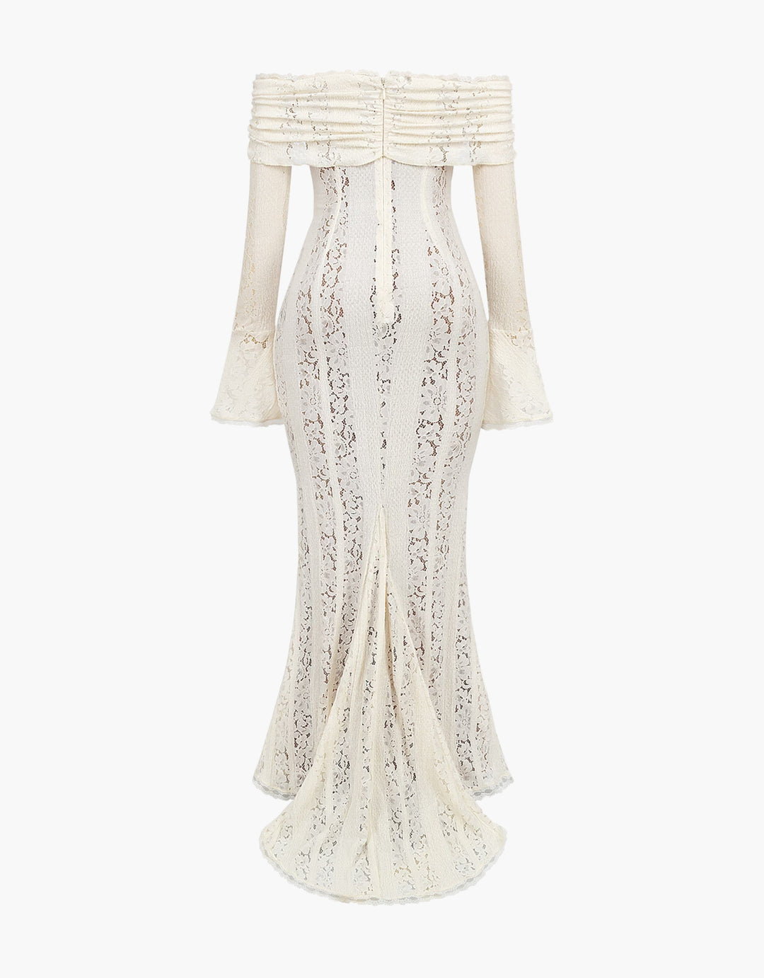 Long Off Shoulder Maxi Dress for women. Elegant wedding gown, formal or special occasion bridal wear.