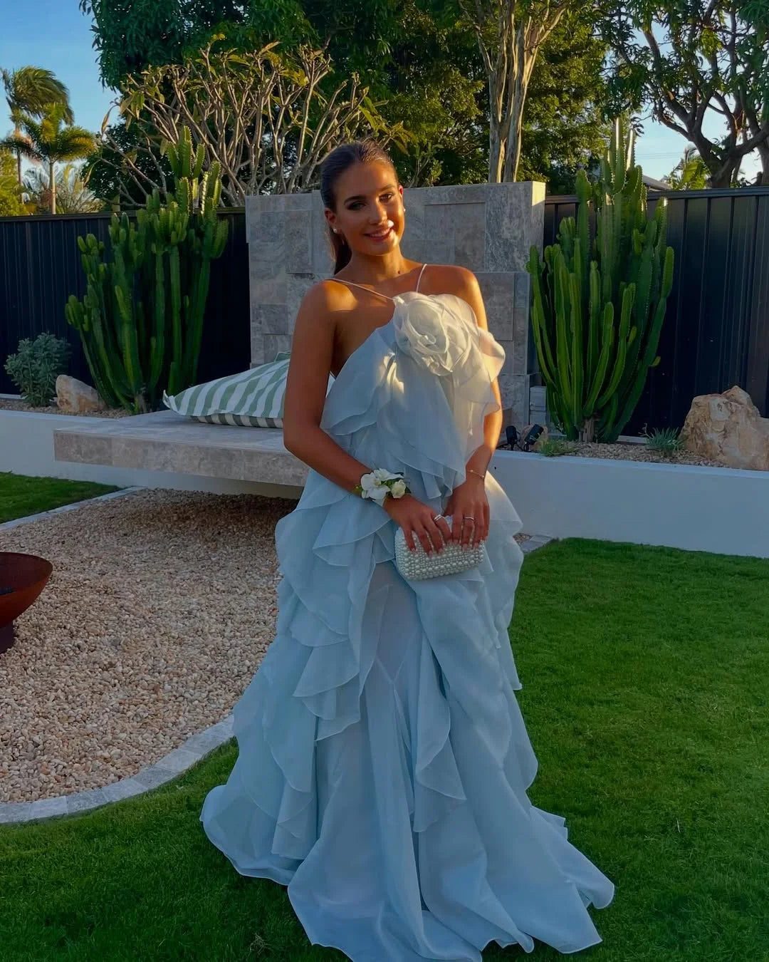 Graceful off-shoulder ruffle maxi dress for women, a sophisticated choice for formal parties.