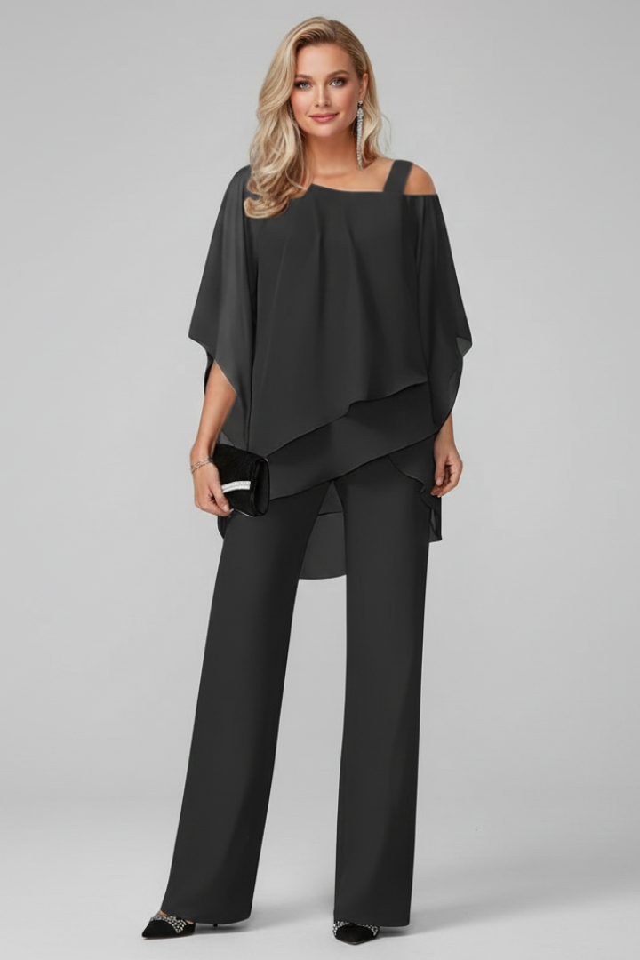 Chic solid color off-shoulder wide-leg jumpsuit for women. Ideal for summer elegance, vacation, or casual chic style.