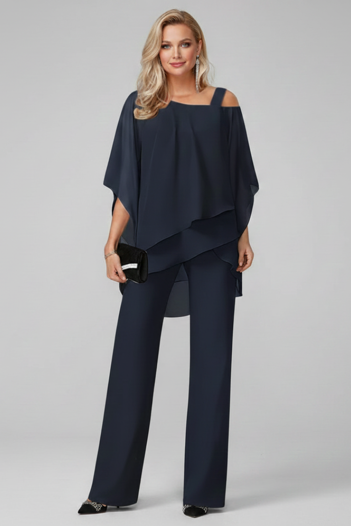 Stylish women's off-shoulder wide-leg jumpsuit. A chic, comfortable, and elegant summer outfit for any occasion.